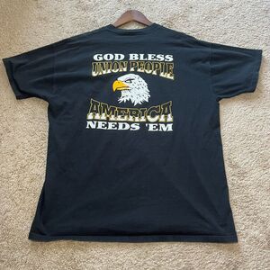 RARE VTG 90s Russell Athletic UAW 1872 Union "God Bless Union People" Tee | L